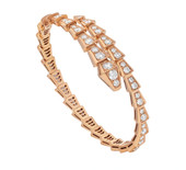 Bvlgari Serpenti Pink Gold Pave Diamond Bracelet