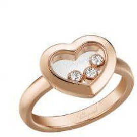 Chopard Rose Gold Heart Ring With 3 Floating Diamonds Chopard Rose Gold Heart Ring With 3 Floating Diamonds