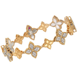 Roberto Coin Princess Flower Two Tone Diamond Link Bracelet