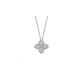 Roberto Coin Princess Flower White Gold Large Diamond Pendant