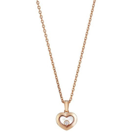 Chopard Rose Gold Heart Pendant With One Floating Diamonds Chopard Rose Gold Heart Pendant With One Floating Diamonds