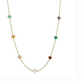 Roberto Coin Princess Carnival Colored Stones Flower Station Necklace