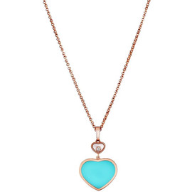 Happy Hearts Rose Gold Turquoise Pendant