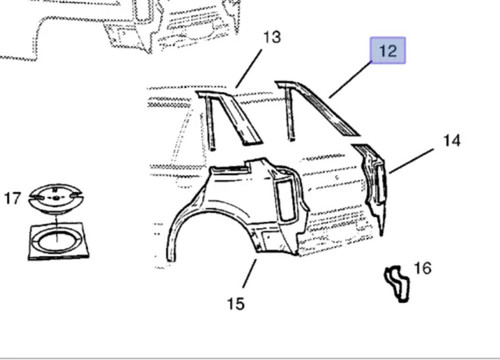 Panel Rear Outer Upper Left fits Opel Corsa A Vauxhall Nova 90138585 Genuine View Front