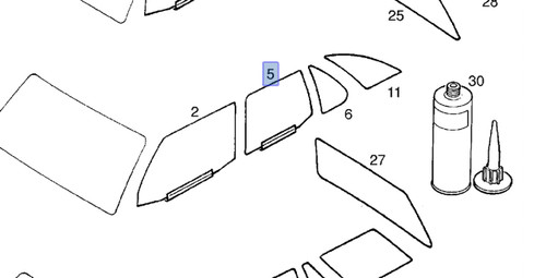 Window Rear Door Left Clear fits Opel Ascona C Vauxhall Cavalier Genuine 90035285 View Front