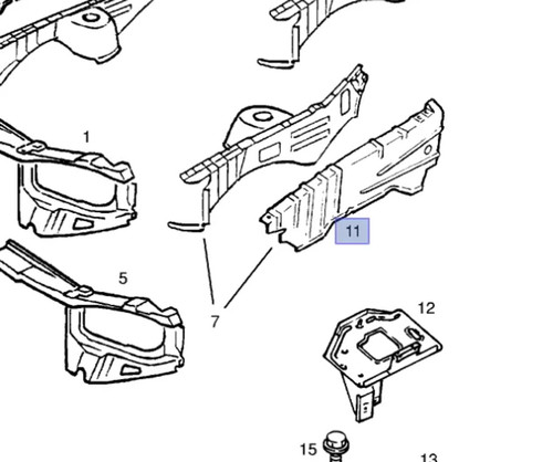 Front Wheelhouse Left Brace fits Opel Vauxhall Tigra A 90481025 Genuine View Front