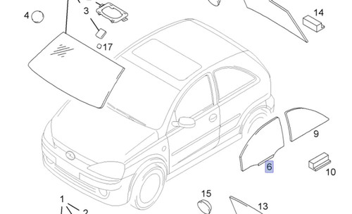 Window Front Door Right fits Opel Vauxhall Corsa C 13205911 Genuine View Front