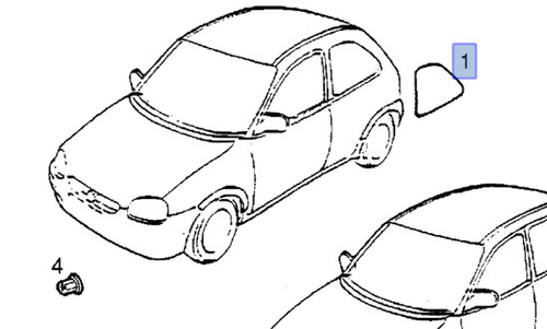 Window Rear Quarter Left Fixed Clear fits Opel Vauxhall Corsa B 90388907 Genuine View Front