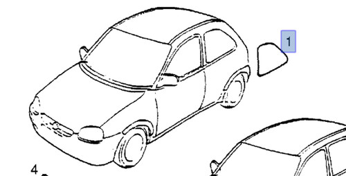 Window Rear Quarter Right Clear Fixed fits Opel Vauxhall Corsa B Genuine 90388908 View Front