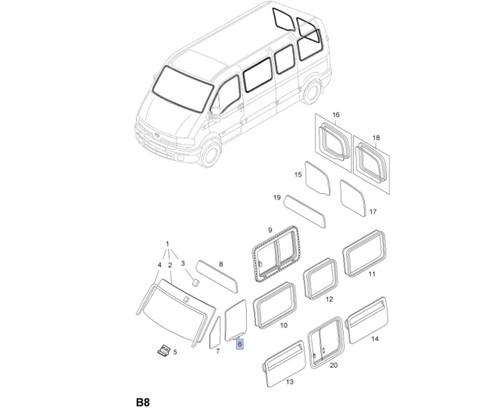 Window Front Door Left fits Opel Vauxhall Movano A 9161668 Genuine View Front