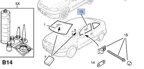 Window Front Door Right fits Opel Vauxhall Astra G Coupe F07 93171285 Genuine View Front