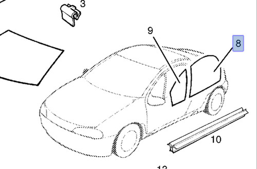 Window Front Door Tinted Right fits Opel Vauxhall Tigra A Coupe 75 Genuine 90389202 View Front