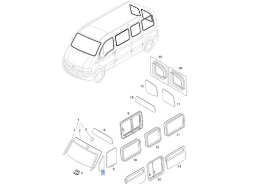 Window Front Door Right Fixed fits Opel Vauxhall Movano A 9160565 Genuine View Front