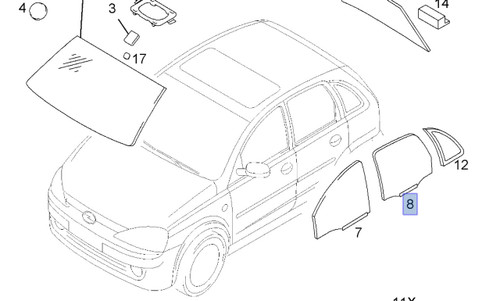 Window Rear Door Left Green Tinted fits Opel Vauxhall Corsa C 9113429 Genuine View Front
