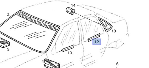 Window Rear Door Right fits Opel Vectra A Vauxhall Cavalier 90287852 Genuine View Front