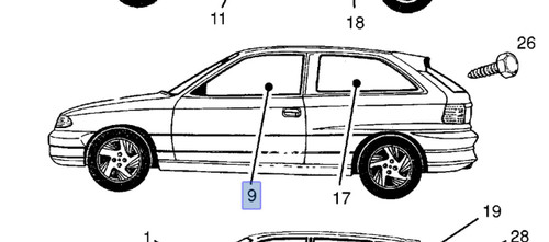 Window Front Door Right Clear fits Opel Vauxhall Astra F 53 54 F08 M08 GSi 90414616 View Front
