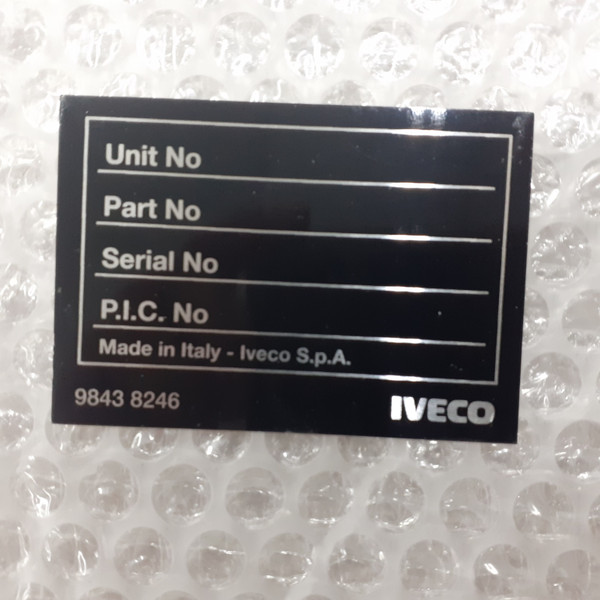 Blank Serial Part Unit Number ID Plate Identification Sticker fits Iveco 98438246 Genuine
