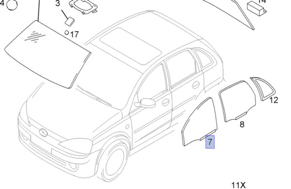 Window Front Door Right fits Opel Vauxhall Corsa C 9113338 Genuine View Front