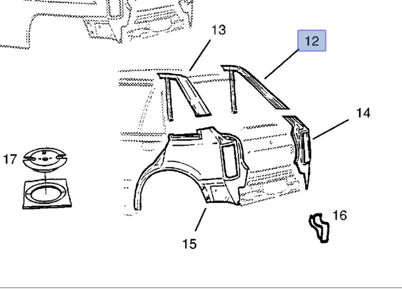 Panel Rear Outer Upper Right fits Opel Corsa A Vauxhall Nova 90138586 Genuine View Front