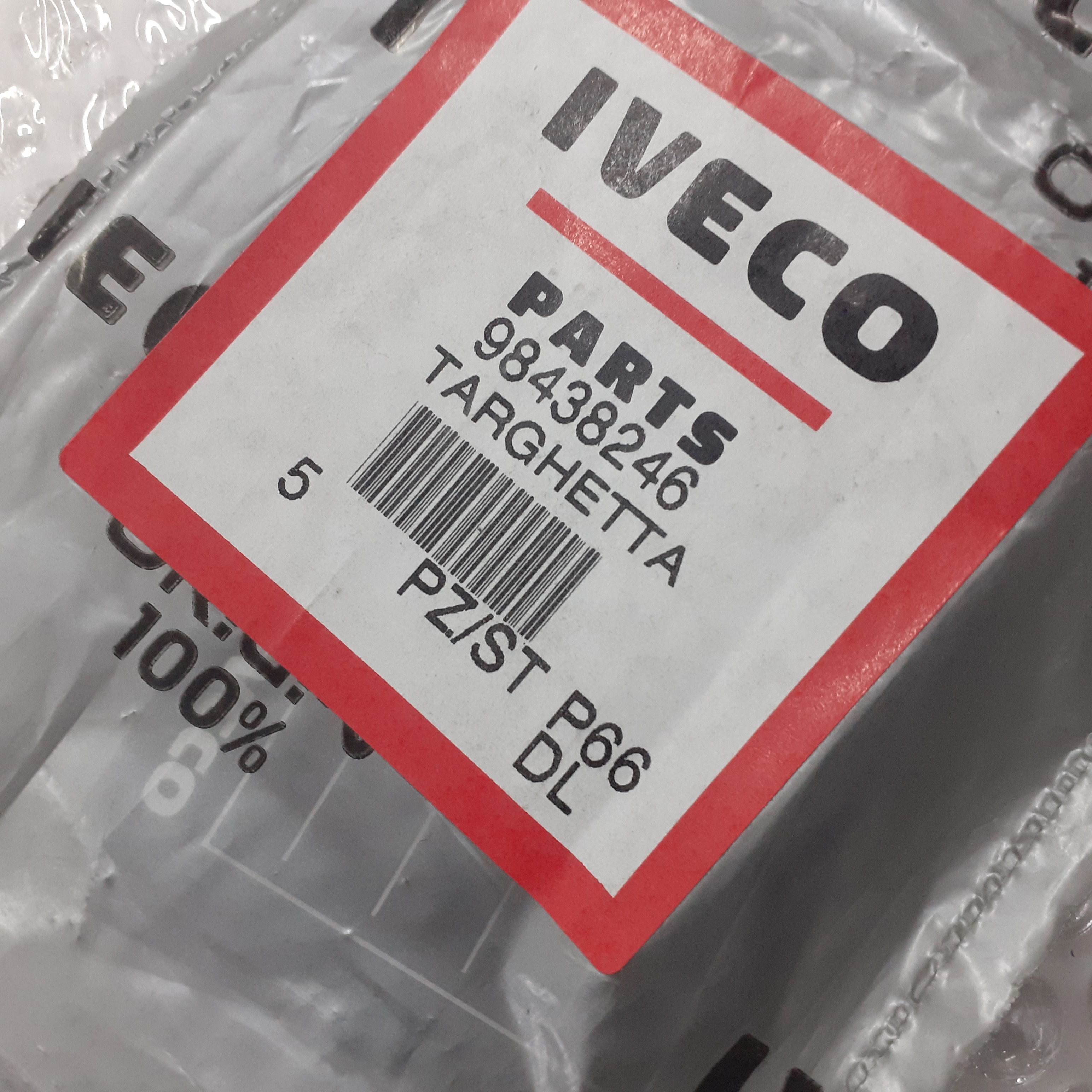 Blank Serial Part Unit Number ID Plate Identification Sticker fits Iveco 98438246 Genuine