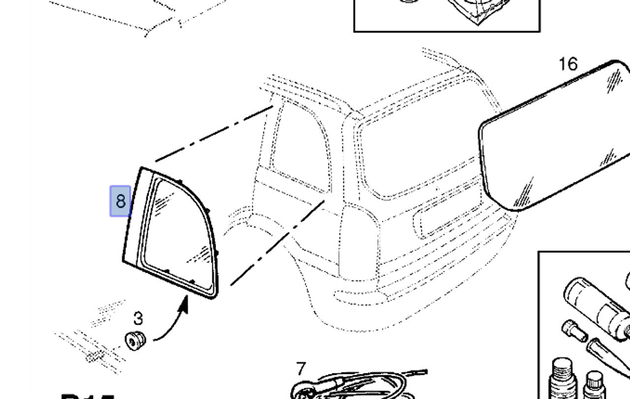 Window Rear Quarter Right fits Opel Vauxhall Zafira A F75 13121383 Genuine View Front