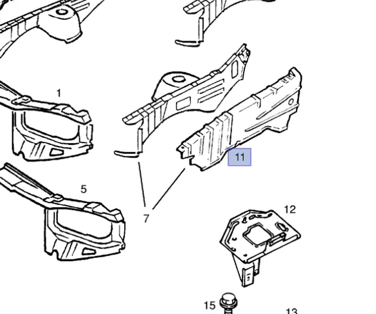 Front Wheelhouse Right Brace fits Opel Vauxhall Tigra A 90481026 Genuine View Front