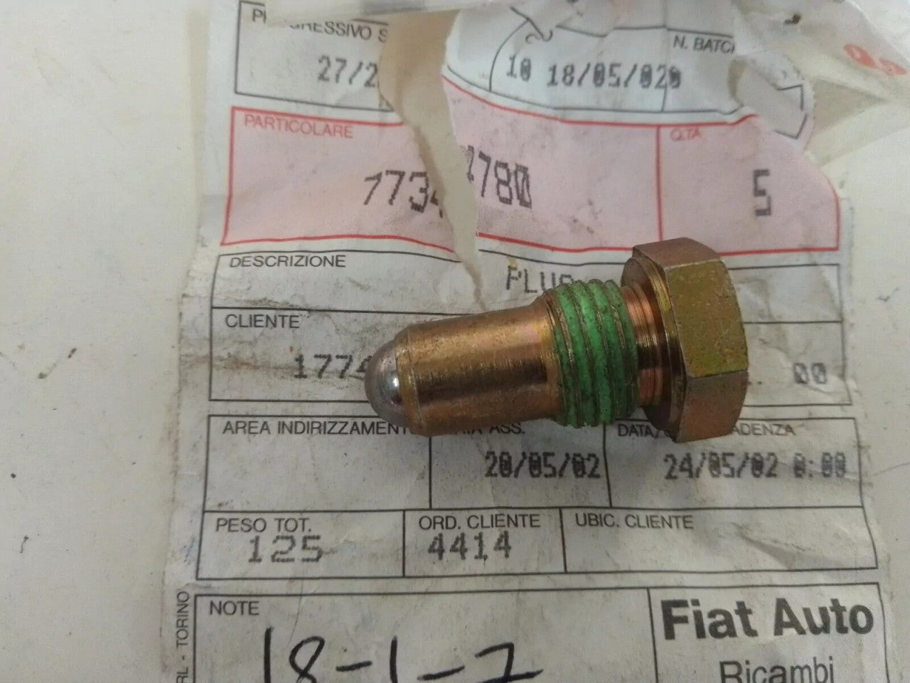 1x Transmission Plug Screw fits Fiat Lancia Alfa Romeo 7734780 Genuine View Front