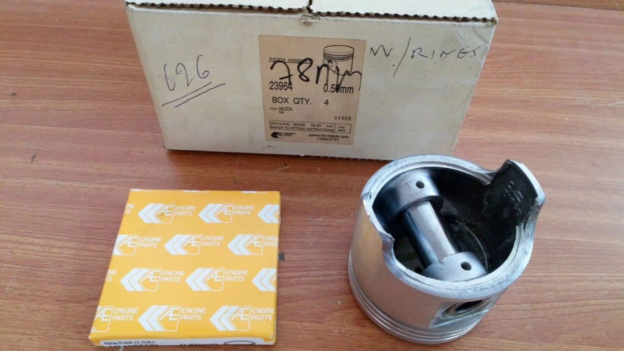 4x Pistons fits Mazda N1600 929 CB2NC 616 E1600 NA engine 78.50mm Bore Oversize 23964/50 View Rear