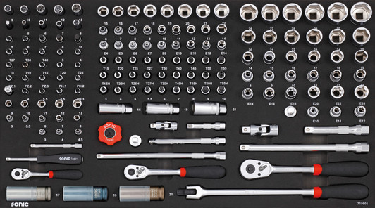 Socket Set 1/4" 3/8" 1/2", 156-PCS - LARGE SFS