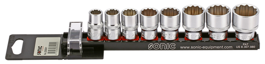 SAE Socket set on rail 3/8
