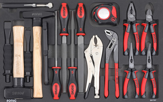 Sonic 17 piece plier chisel hammer set