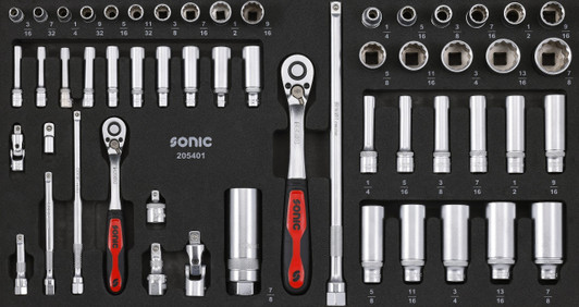 SAE Socket Set, 1/4" and 3/8", 54-PCS, GT SFS