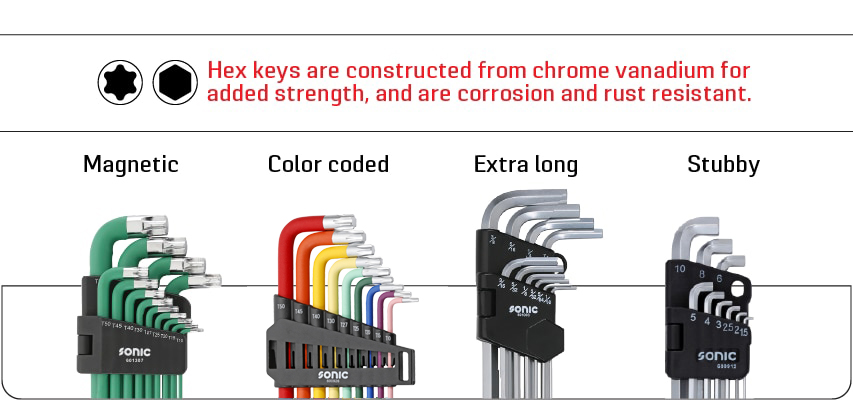 Multiple styles of Allen wrenches available