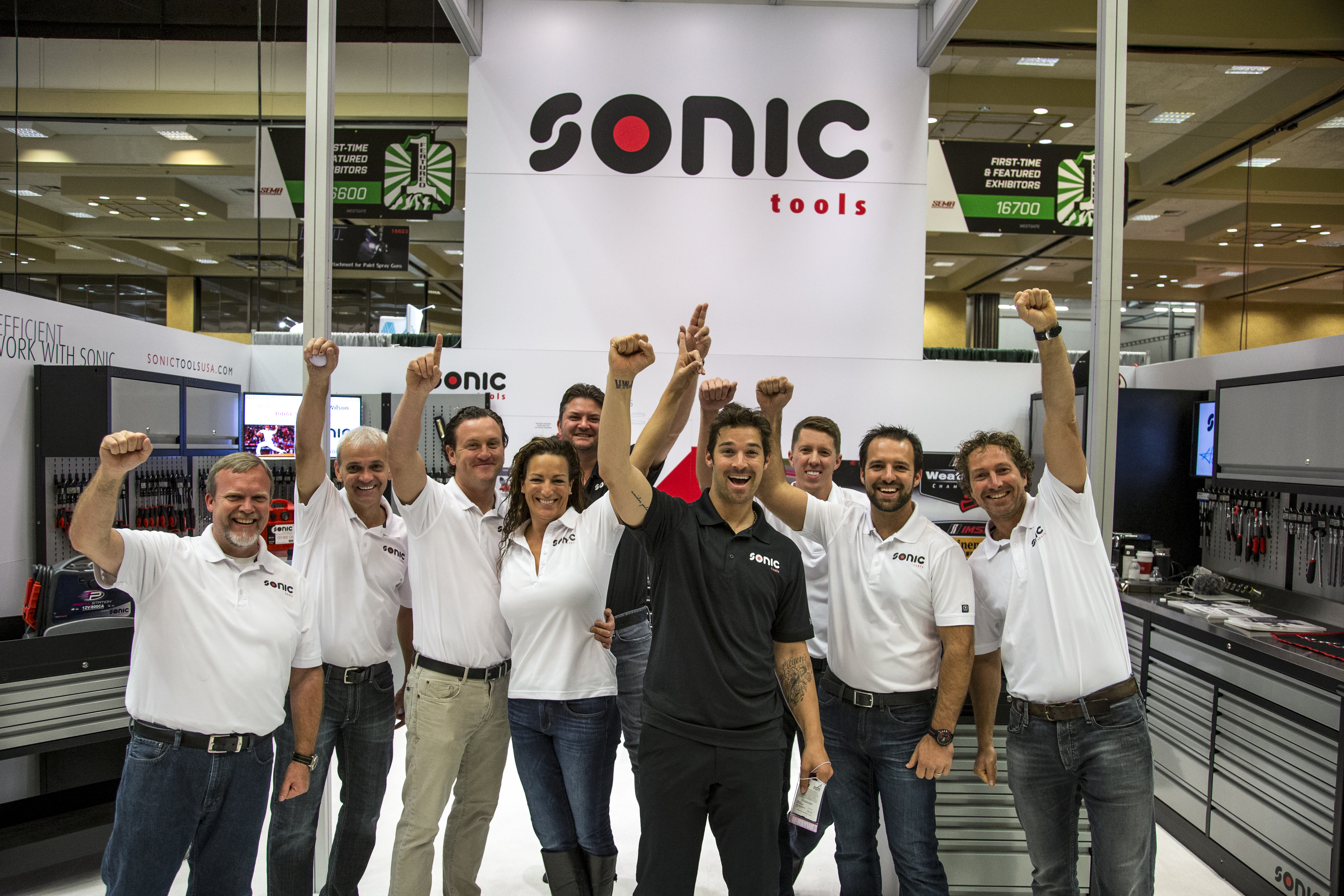 Sonic Team at SEMA with Sonic Cabinets and Toolboxes