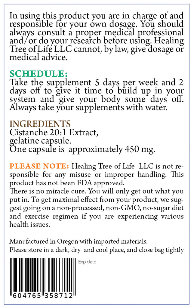 Cistanche Tubulosa -  20:1 PANAX GINSENG - 60 capsules