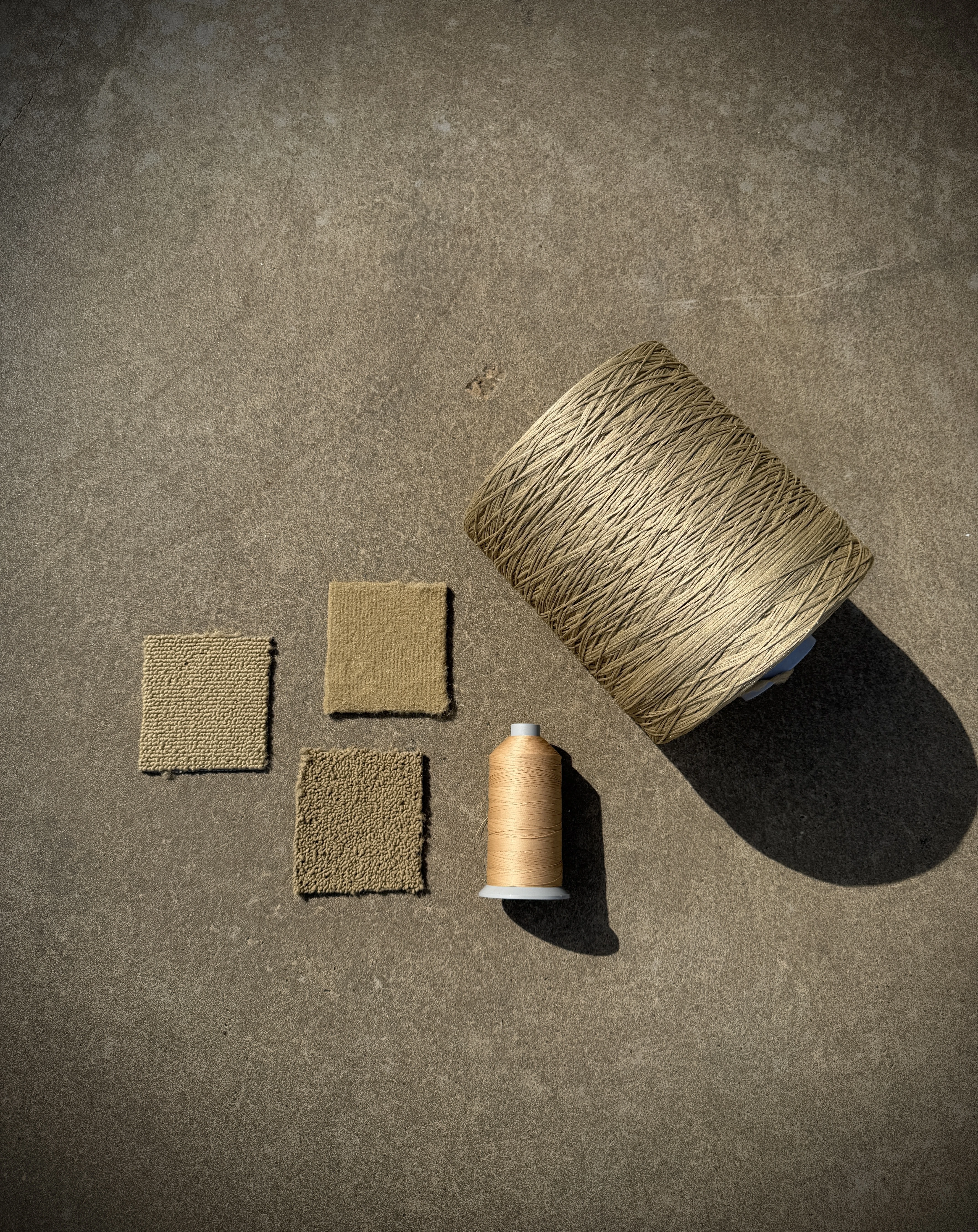 Knox Auto Carpets — Buckskin colour swatches and yarn