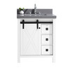Marsyas Veluti 30" Single Vanity, Grey Quartz Top, White Square Sink and No Mirror