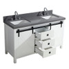 Marsyas Veluti 60" Double Vanity, Grey Quartz Top, White Square Sinks and No Mirror