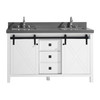 Marsyas Veluti 60" Double Vanity, Grey Quartz Top, White Square Sinks and No Mirror