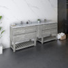 Formosa 84" Floor Standing Open Bottom Double Sink Modern Bathroom Cabinet w/ Top & Sinks in Ash