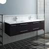 Lucera 60" Espresso Wall Hung Modern Bathroom Cabinet w/ Top & Double Undermount Sinks