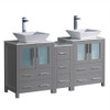 Torino 60" Modern Double Sink Bathroom Cabinets w/ Tops & Vessel Sinks, FCB62-241224-CWH-V Torino 60" Modern Double Sink Bathroom Cabinets w/ Tops & Vessel Sinks, FCB62-241224-CWH-V