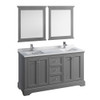 Windsor 60" Gray Textured Traditional Double Sink Bathroom Vanity w/ Mirrors