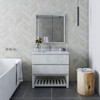 Formosa 36" Floor Standing Modern Bathroom Vanity w/ Open Bottom & Mirror in Rustic White