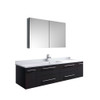 Lucera 60" Espresso Wall Hung Single Undermount Sink Modern Bathroom Vanity w/ Medicine Cabinet Lucera 60" Espresso Wall Hung Single Undermount Sink Modern Bathroom Vanity w/ Medicine Cabinet