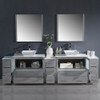 Torino 108" Gray Modern Double Sink Bathroom Vanity w/ 3 Side Cabinets & Vessel Sinks