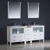 Torino 72" Modern Double Sink Bathroom Vanity w/ Side Cabinet & Integrated Sinks, FVN62-301230-UNS