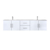 Geneva 80" Double Vanity, White Carrara Marble Top, White Square Sinks and No Mirror