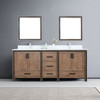 Ziva 84" Double Vanity, Cultured Marble Top, White Square Sink and 34" Mirrors w/ Faucet