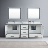 Ziva 84" Double Vanity, Cultured Marble Top, White Square Sink and 34" Mirrors